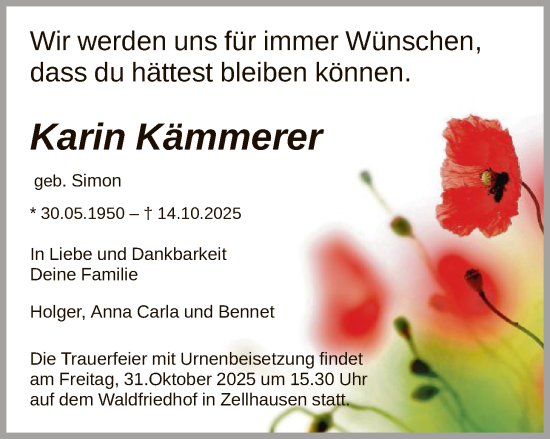 Traueranzeige von Karin Kämmerer von OFOP