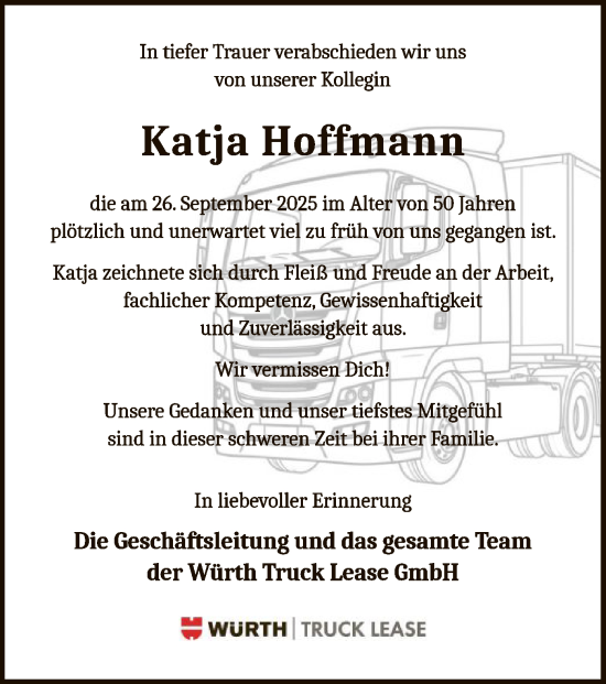 Traueranzeige von Katja Hoffmann von OFOPOF0L