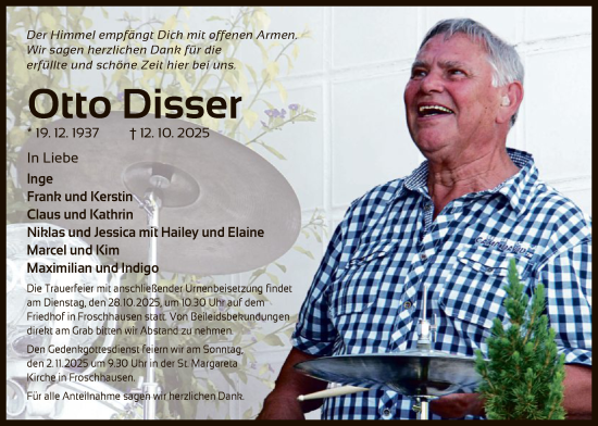Traueranzeige von Otto Disser von OF0L