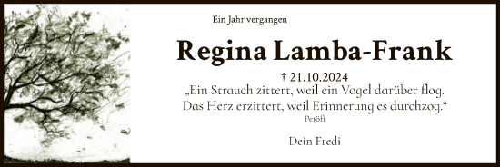Traueranzeige von Regina Lamba-Frank von OFHA