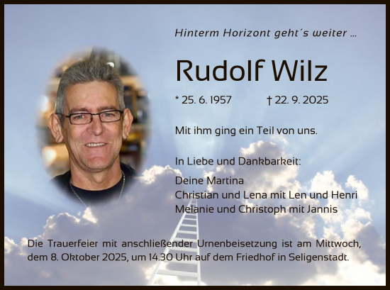 Traueranzeige von Rudolf Wilz von OF0L