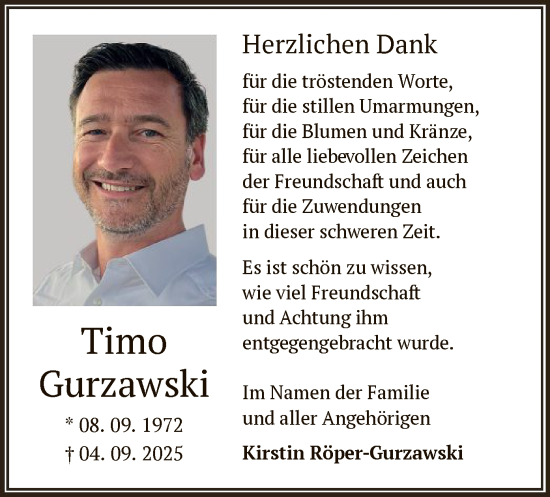 Traueranzeige von Timo Gurzawski von OFOP