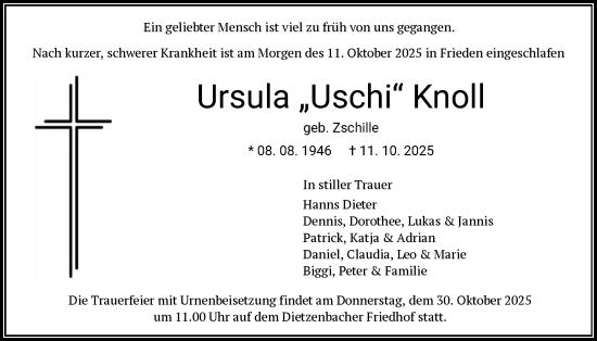 Traueranzeige von Ursula Knoll von OFOP