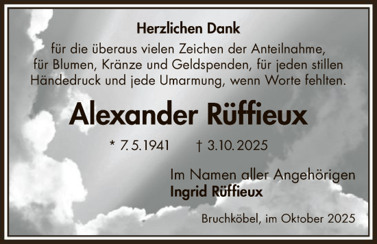Traueranzeige von Alexander Rüffieux von OFHA
