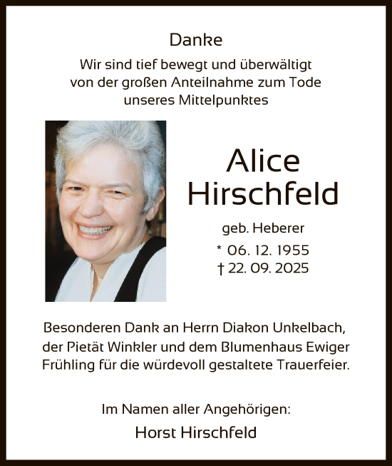 Traueranzeige von Alice Hirschfeld von OF0L