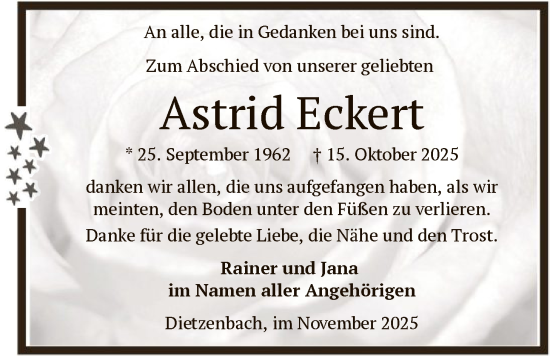 Traueranzeige von Astrid Eckert von OFOP