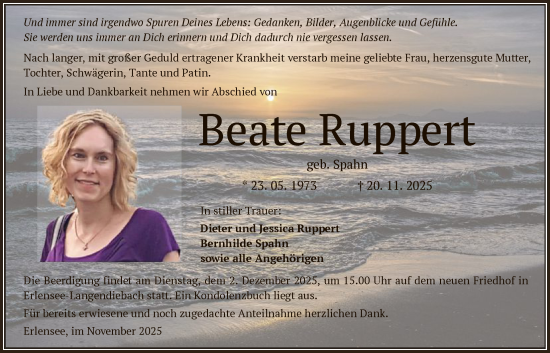 Traueranzeige von Beate Ruppert von OFHA