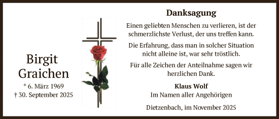 Traueranzeige von Birgit Graichen von OFOP
