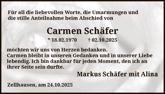 Traueranzeige von Carmen Schäfer von OF0L