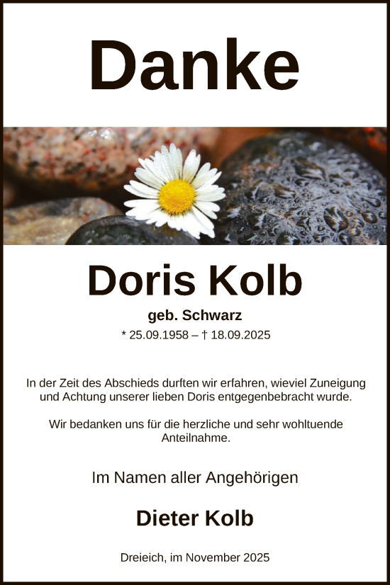 Traueranzeige von Doris Kolb von OFOP