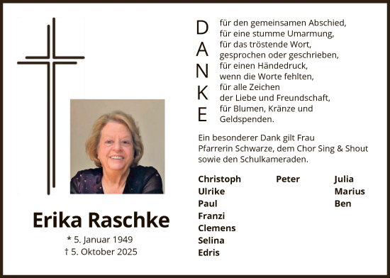 Traueranzeige von Erika Raschke von OFOP