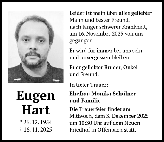 Traueranzeige von Eugen Hart von OFOP