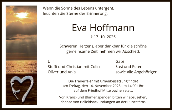 Traueranzeige von Eva Hoffmann von OFHA