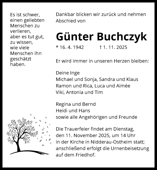 Traueranzeige von Günter Buchczyk von OFHAOFHA