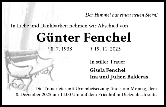 Traueranzeige von Günter Fenchel von OF0L