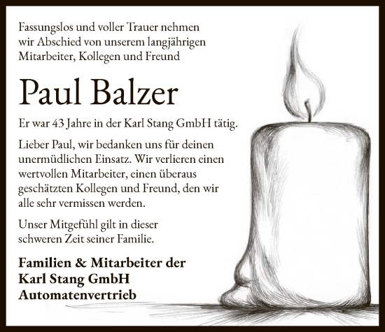 Traueranzeige von Paul Balzer von OFOP