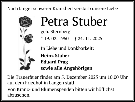 Traueranzeige von Petra Stuber von OFOP