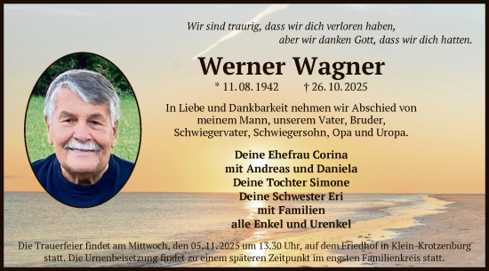Traueranzeige von Werner Wagner von OF0L