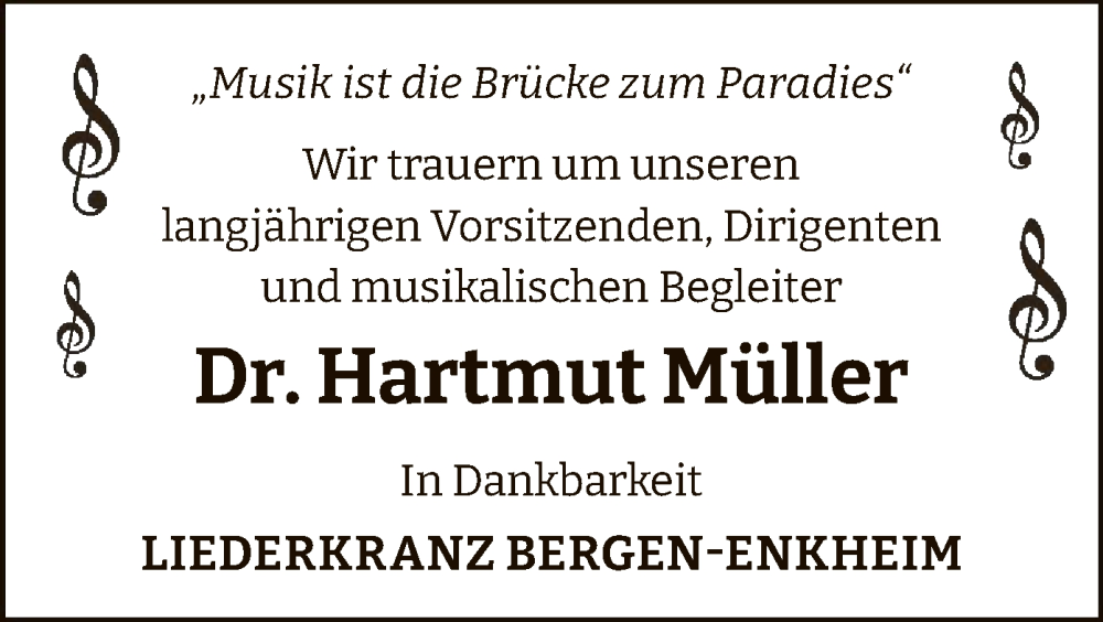  Traueranzeige für Hartmut Müller vom 22.03.2025 aus OF
