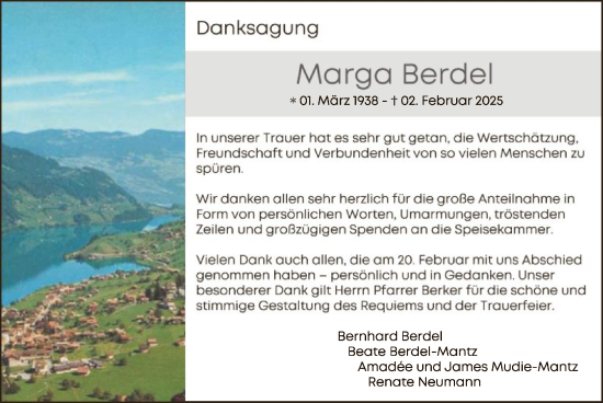 Traueranzeige von Marga Berdel von OF