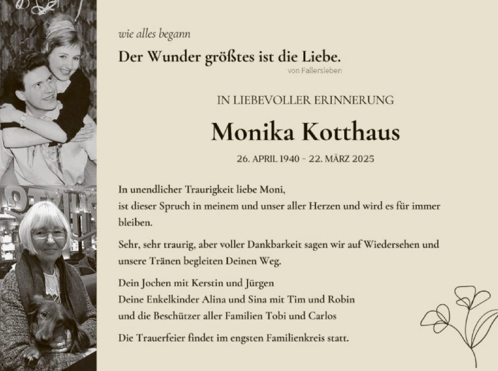  Traueranzeige für Monika Kotthaus vom 05.04.2025 aus OF