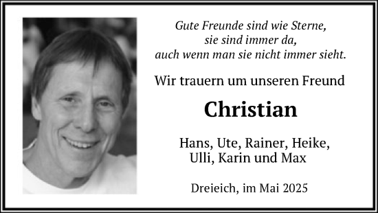 Traueranzeige von Christian Schlaefcke von OF