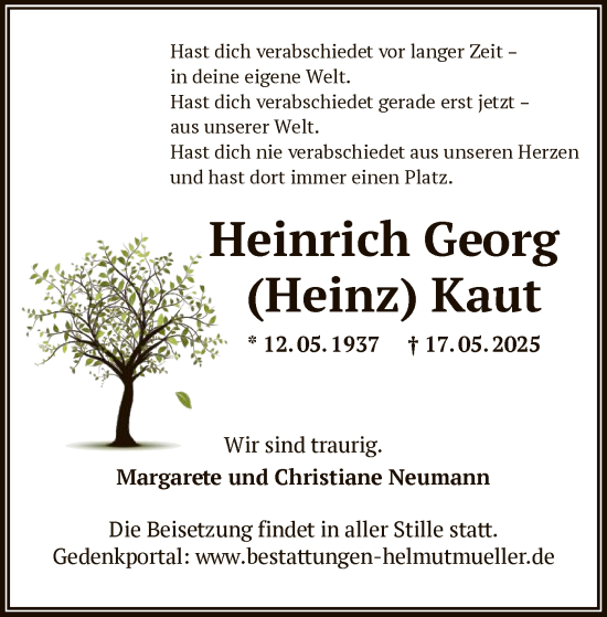 Traueranzeige von Heinrich Georg Kaut von OFOP