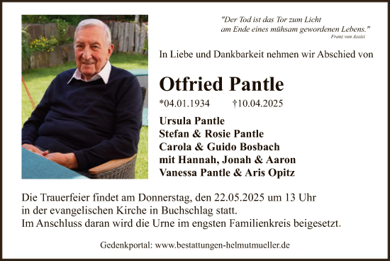 Traueranzeige von Otfried Pantle von OF