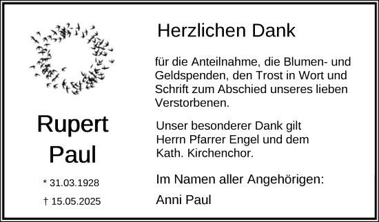 Traueranzeige von Rupert Paul von OFOP