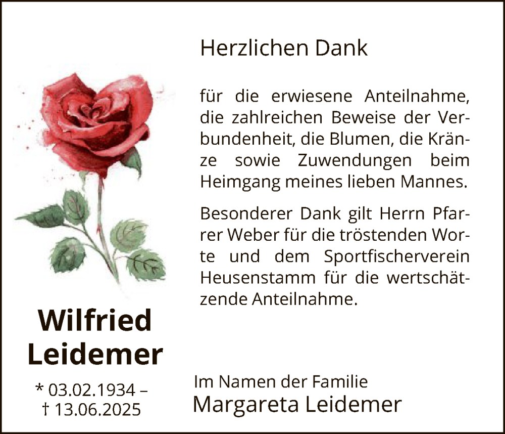  Traueranzeige für Wilfried Leidemer vom 19.07.2025 aus OFOP