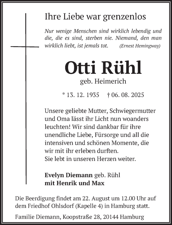 Traueranzeige von Otti Rühl 