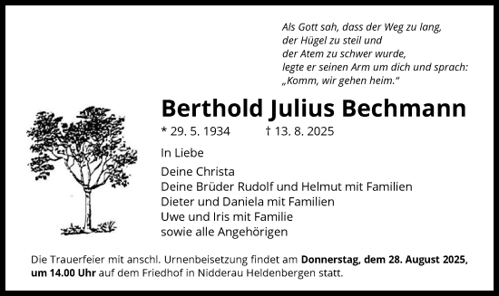 Traueranzeige von Berthold Julius Bechmann von OFHA