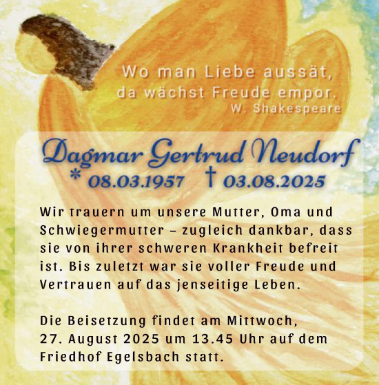 Traueranzeige von Dagmar  Neudorf von OFOP