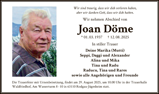 Traueranzeige von Joan Döme von OFOP