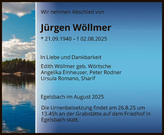 Traueranzeige von Jürgen Wöllmer von OF0W