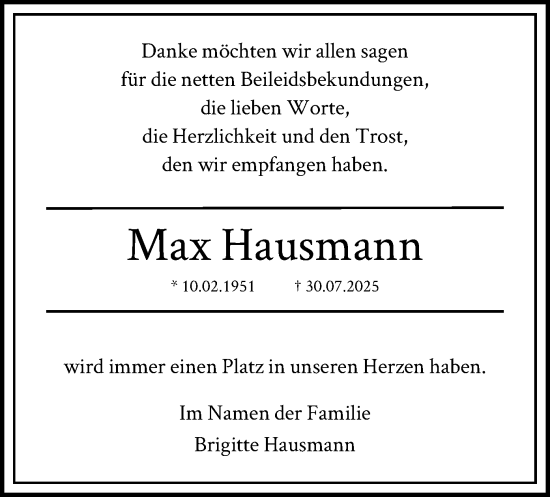 Traueranzeige von Max Hausmann von OFOP