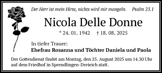 Traueranzeige von Nicola Delle Donne von OF0W