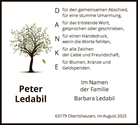 Traueranzeige von Peter Ledabil von OF0T