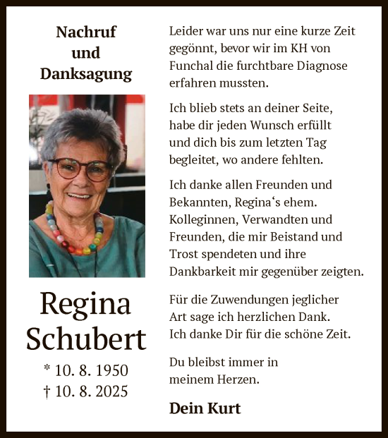 Traueranzeige von Regina Schubert von OFOP