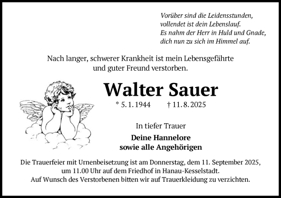 Traueranzeige von Walter Sauer von OFHA