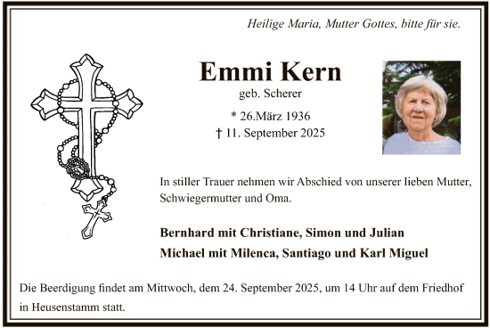 Traueranzeige von Emmi Kern von OFOP