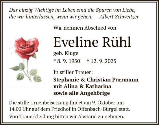 Traueranzeige von Eveline Rühl von OFOP