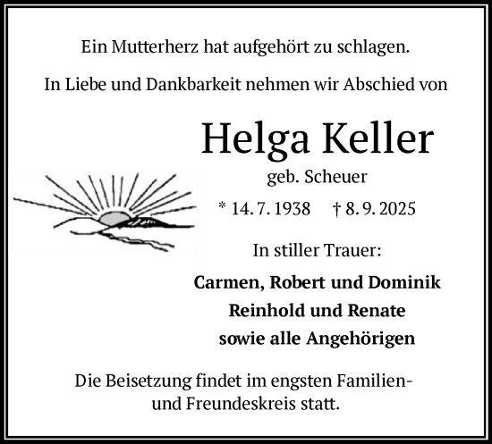 Traueranzeige von Helga Keller von OFHA