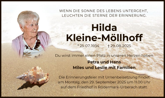 Traueranzeige von Hilda Kleine-Möllhoff von OF0L