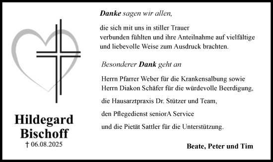 Traueranzeige von Hildegard Bischoff von OFOP