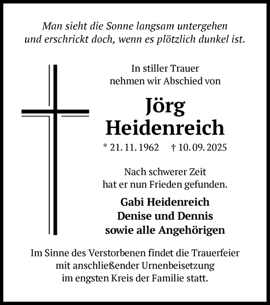 Traueranzeige von Jörg Heidenreich von OF0W