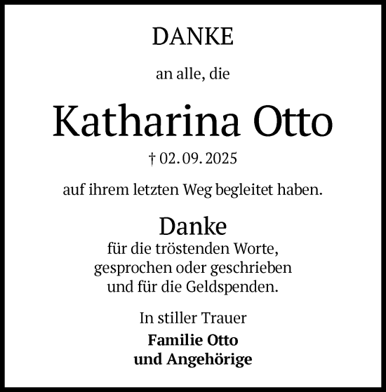 Traueranzeige von Katharina Otto von OFHA