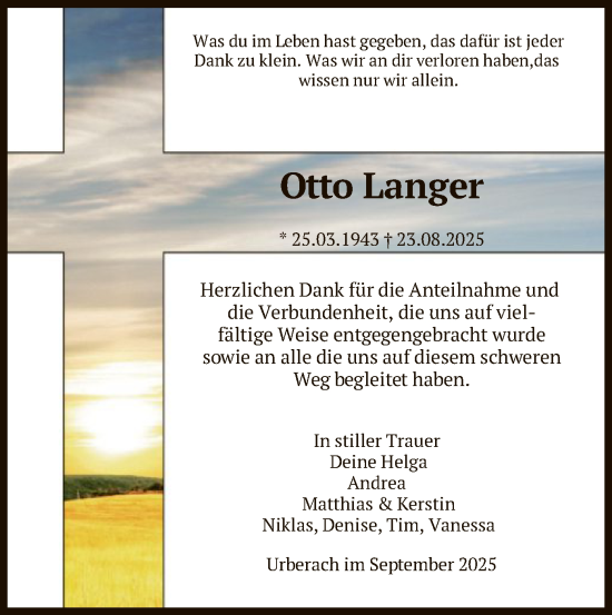 Traueranzeige von Otto Langer von OFOP