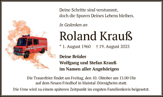 Traueranzeige von Roland Krauß von OFHA